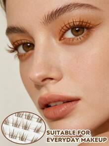 Chocolate Brown Segmented Cluster False Eyelashes, 10 Rows Multipack Natural Wispy DIY Eyelash Extensions, Soft Individual Lashes For Daily Casual Eye Makeup Look - D - View 2