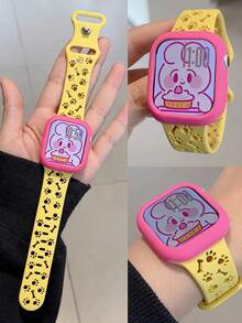鏤空矽膠錶帶，適用於 AppleWatch 41mm 40mm 44mm 45mm 42mm 38mm 49mm 46mm，適合女性，可愛狗爪造型 AppleWatch 錶帶，柔軟矽膠透氣創意錶帶，兼容 AppleWatch Series 11 10 SE 9 8 7 6 5 4 3 2 1 Ultra AppleWatch 錶帶 - 彩色 - 查看 3