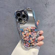 Holographic Half-Screen Floral Phone Case Compatible With Apple 16 15 14 Pro Max 13 12, Electroplated Mirror Finish, Shockproof - Multicolor - View 4