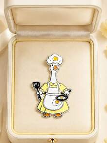 Funny Chef Duck Brooch, Fried Egg Hat Cartoon Duck Brooch, Canvas Bag Jacket Accessory, Gift For Fashion Lovers - A - View 4