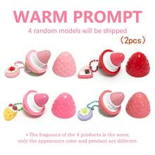1/2Pcs Cute Strawberry Shape Temperature‑Change Lip Balm With Dessert Pendant Keychain,Moisturizing Hydrating Lip Care,Random Style - Fruity - View 10
