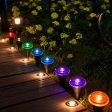 Modern Solar Powered Bollard-Style Ground Lights, Mellow Warm LED Illumination, Weather‑Resistant Outdoor Decor, Ideal For Yard Path, Backyard Terrace And Courtyard Night Ambiance - Black - View 4