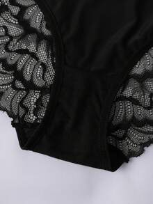 Lace Full Coverage Side Support Bra Set, Adjustable Thin Strap Bra, Matching Underwear Set - Black - View 7