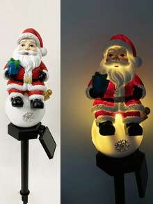 1pc Solar Powered Christmas Garden Stake Light, Snowman & Santa Claus Design, Waterproof LED Solar Pathway Light, Outdoor Yard Lawn Patio Christmas Holiday Decoration - Multicolor - View 12