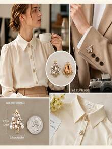 Christmas Tree Shaped Cufflinks | Elegant Collar And Cuff Decoration Clips | Fashionable Shirt Accessories, Holiday Christmas Gift - Multiple Styles - View 7