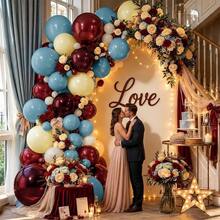 124Pcs Dark Red Burgundy Ruby White Balloons Kit For Birthday Bridal Baby Shower Wedding Prom Anniversary Engagement Party Decor - View 2