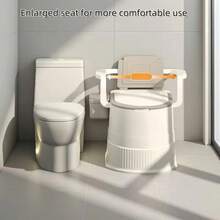 1pc Heavy-Duty PP Portable Commode Toilet, Anti-Slip Odor Resistant Easy-Clean Square Bedside Chair White Brown, Comes With Armrests Lid Tissue Holder Detachable Inner Bucket Seat Cover & Cleaning Brush, No Assembly Needed For Elderly Pregnant Campin - Khaki - View 7