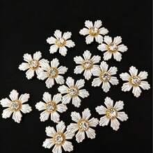 30pcs Faux Pearl & Rhinestone Decorated Flower Design Hat Dress Decorative Buttons DIY Handmade Craft Accessories - Leaf Pearl Flower - View 2