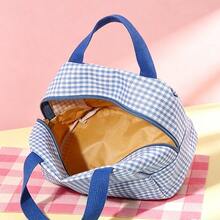 Miniso Classic Gingham Insulated Lunch Bag (Mixed Styles), Thermal‑Lined Portable Food Tote With Dual Handles For Work, School & Picnic (1PC Random Delivery) - Multicolor - View 4