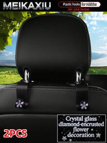 MEIKAXIU 2pcs Universal Car Seat Headrest Hooks, Rhinestone Crystal Flower Blingbling Decor For Women, Suitable For Car Rear Seat Storage Organizer, Can Hang Handbags, Wallets, Clothes, Coats, Etc. - Rhinestone Crystal Glass Flower Style - View 10