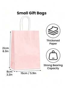 1/5/10/20/30pcs Pink Kraft Paper Bags, Durable, Suitable For Baking, Milk Tea, Coffee, Gifts, Party Favors And More - Pink - View 6