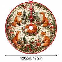 1件狐狸圖案聖誕樹裙，優雅配色節日裝飾，5種尺寸，中性節日禮物，適合居家與派對聖誕家居裝飾 - 狐狸 - 查看 14