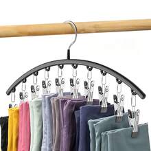 3/2/1 Rotating Hanger, Space-Saving Curved Hanger For Yoga Pants And Leggings - Closet Storage Rack With 10 Clips, Clothing Store Leggings Hanger, Valentine's Day, Wedding, Birthday Gift - Grey - View 8