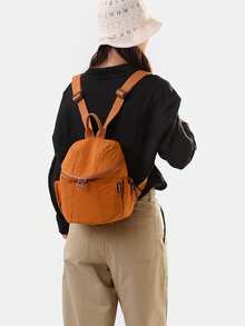 "Small Size" 1pc Minimalist Solid Color Fashion Small Multifunctional Double-Strap Storage Bag Small Capacity Fitness Backpack Versatile Women's Shopping Work Double Shoulder Bag Small Soft Bag Water-Resistant Fabric Portable Lightweight Mini Fitness Bag Gym 2026 Winter New Thanksgiving Gift Christmas New Year Gift - Multicolor - View 4