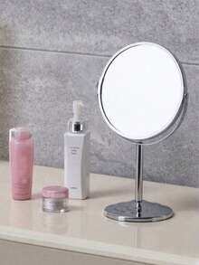 1PC Silver Double-Sided Desktop Makeup Mirror, High Definition Magnifying Beauty Mirror, Metal Silver 360° Rotating Vanity Mirror, High Definition Magnifying Makeup Mirror - Silver - View 7