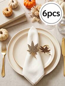 2-8pcs Vintage Distressed Bronze Maple Leaf Napkin Rings, Thanksgiving Halloween Table Decor, Suitable For Home Decor, Party Decoration, Holiday, Party, Gathering, Birthday, Gift, Gift Giving, Dinner, Outdoor - Multicolor - View 11