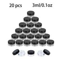 20pcs Round Plastic Cosmetic Containers With Lids, Suitable For Creams, Lotions, Samples, 3/5/10/15/20ml (Black Lids) - Black-1 - View 10