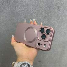 Magnetic Metallic Paint Phone Case Compatible With Iphone 18 Pro Max 17e 16 15 14 13 12 11 Pro Plus,Camera Protect,Wireless Charging TPU Soft Cover - Rose Gold - View 5
