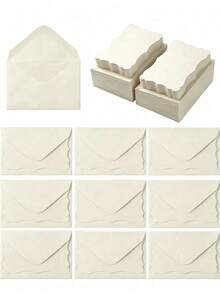 100/50/20/2pcs Mini Vintage Envelopes With White Wavy Lace Note Cards, Small Self-Adhesive Envelopes Size 10.2x7cm, Suitable For Wedding Invitations, Gift Cards, Graduation Cards, Birthday Invitations, Halloween, Thanksgiving And Christmas Greetings - B - View 3