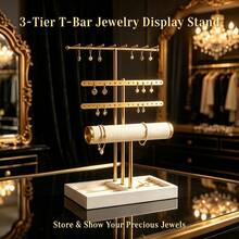 1pc 3-Tier Iron Jewelry Display Stand, Luxury High-End Necklace, Bracelet, Earring Jewelry Display Prop - Multicolor - View 6