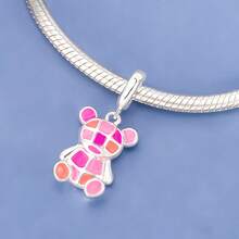 1pc Cartoon Wild Animal Beaded Series Polar Bear, Puzzle Bear, Moon Fox, Sloth, Hedgehog Pendant, DIY Jewelry Accessory, Compatible With Snake Chain, Women's Bracelet Accessory, Perfect Gift For Pet Lovers - Silver - View 4