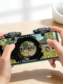 1 Pair GT02 Mobile Game Trigger Buttons, High‑Sensitivity Electrostatic Shooting Triggers, Zero‑Latency 4‑Finger Gaming Accessory For IOS & Android FPS Shooting Games, Light‑Use Only, Prone To Wear & Looseness Under Heavy Frequent Pressures - Black - View 4