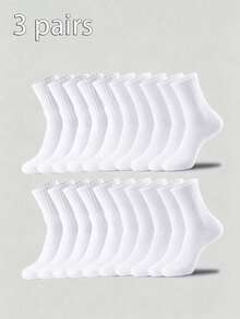 6 Pairs/Set Solid Color Teen Sports Mid-Calf Socks, Daily Wear - Multicolor - View 11