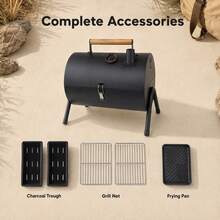Portable Folding Outdoor Charcoal Grill With Double-Sided Griddle Pan For Home And Camping - View 1
