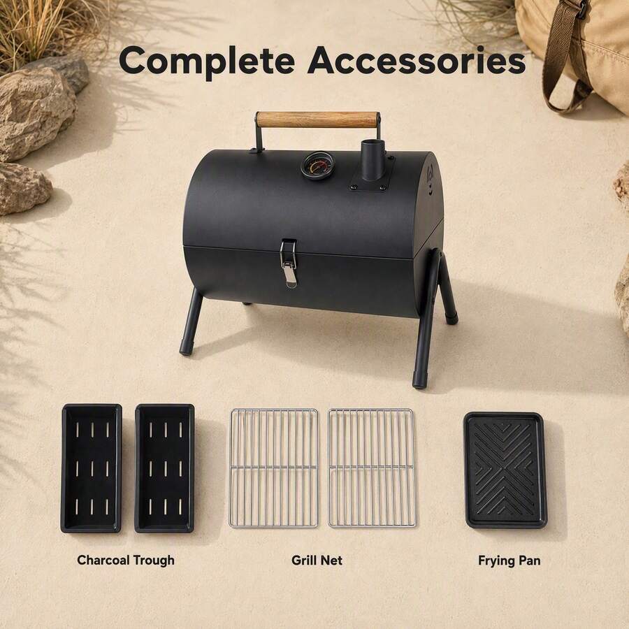 Portable Folding Outdoor Charcoal Grill With Double-Sided Griddle Pan For Home And Camping - View 1