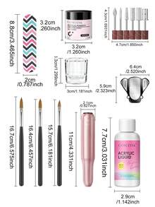 coscelia Acrylic Powder Nails Kit With Nail Drill 3 Colors Pink Clear White Acrylic Powder And Liquid Acrylic Nail Powder For Beginners DIY Acrylic Nail Extension - Multicolor - View 7