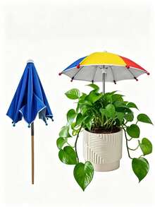 4pcs Potted Plant Sunshade Umbrella Set, Outdoor Plants & Flowers Shade Umbrella, Potted Plant Shade Cover, 1 Mini Umbrella + 3 Watering Devices, UV Protection & Heat Insulation Design, Suitable For Tall And Short Plants Coverage - Multicolor - View 1