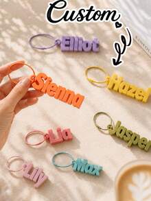 Personalized 3D Name Keychain, Custom Alphabet Pencil Key Ring, Cute Bag Pendant For School, Birthday Gift - Multicolor - View 3