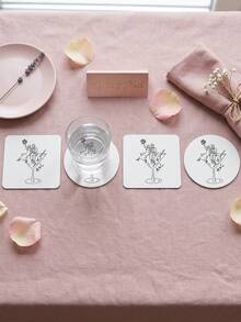 1/12/24pcs Custom Personalized Wedding Coasters,Custom Initials Monogram Coaster, Bridal Shower Wedding Reception Table Decor Favor Supplies For Guest - Multicolor - View 3