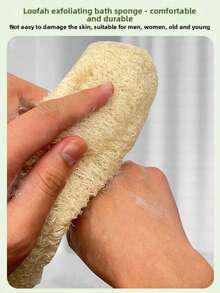1pc Natural Loofah Back Brush, Long Bath Sponge, Exfoliating Body Brush And Shower Scrubbing Cloth, Suitable For Daily Bathing - Multicolor - View 4