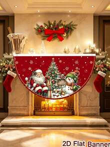 2pcs/1pc Christmas Themed Fan-Shaped Small Flag Decorations, Suitable For Christmas Party, Christmas Tree Decoration, Theme Party, Thanksgiving, New Year, Christmas Party Favors, Holiday Party And Holiday Scene Decoration - One Size Fits All - View 9
