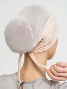 1pc Tie Back Mesh Net Inner Under Cap Modal Soft Stretch Jersey Cap Undercap For Dres - Solid Color - View 2