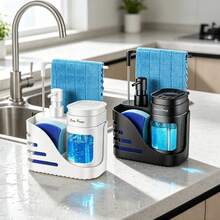 Kitchen Dish Soap And Dishwashing Liquid Set With Sponge Holder And Towel Rack, 4-In-1 Kitchen Sink Countertop Soap Dispenser Pump, Practical Kitchen And Bathroom Gadget, Creative Kitchen Soap Dispenser, Kitchen Storage Organizer, Modern Home Decor, Practical Holiday Gift - Multicolor - View 10