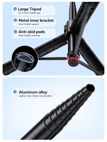 AXNEN 52.36"/1.77m Wireless Bluetooth Selfie Stick Tripod, Auto Pop-Up On Touch, Handheld All-In-One Aluminum Tripod Phone Holder With Magnetic Remote, 360° Rotation Freestanding Multi-Functional For Photo,Video, Suitable For Party, Live Streaming, Holiday Gift - one-size - View 5