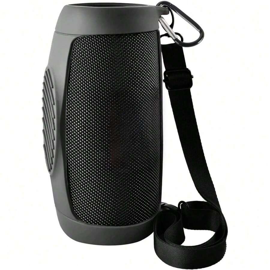 ALKOO Charge 5 Portable Wireless Bluetooth Speaker Silicone Protective Case, Travel Soft Rubber Storage Bag With Shoulder Strap And Carabiner (Protective Case Only), Charger Storage Bag, Office Essential, Digital Cable Camera Bag Electronic Data Cable Organizer, Power Bank Protective Case, Wallet Travel Camera Bag, Unisex Christmas Gift, Teacher Essential, Waterproof Lightweight Large Capacity Portable Accessory - Black - View 1