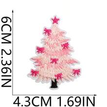 6pcs Christmas Tree Embroidered Patch Stickers, Green And Pink Christmas Decor Fabric Patches With Star And Colorful Light Patterns, Holiday Atmosphere Stickers For Clothes, Hats, Bags, DIY Creative Decoration, Hole Repair, Sewable And Iron-On - Multicolor - View 6