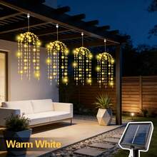 Magical Solar Powered Jellyfish Pendant Light, Draping Twinkling LED Strands, Weather‑Resistant Hanging Ornament, Romantic Night Lamp For Yard, Porch And Outdoor Party - Rattan Ball - View 8