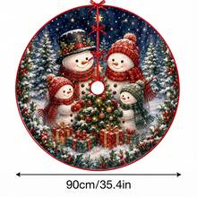 1件裝雪人圖案聖誕樹裙，優雅配色節日裝飾，5種尺寸，中性節日禮物，適用於居家與派對聖誕裝飾 - 雪人2 - 查看 13