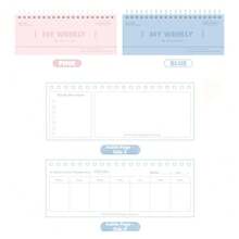 Aesthetic Pastel Desktop Weekly Planner Notebook, 3D Embossed Standing Flip Memo Pad & Habit Tracker, Cute Spiral Twin-Wire Schedule Book For School - Multicolor - View 4