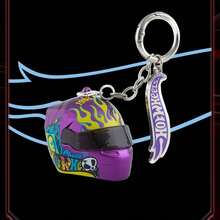 Mattel Hot Wheels - Speed Series Helmet Pendant Blind Box 1:48 7 Styles Metal Keychain Boy Toy Backpack Charm Motorcycle Enthusiast - Multicolor - View 9