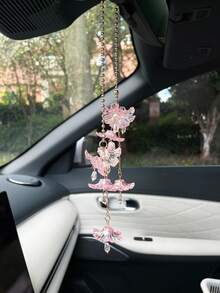Flower Car Hanging Ornament, Creative Acrylic Material Colorful Transparent Flower Car Interior Hanging Decor, Rearview Mirror Pendant, Car Decoration - A - View 10