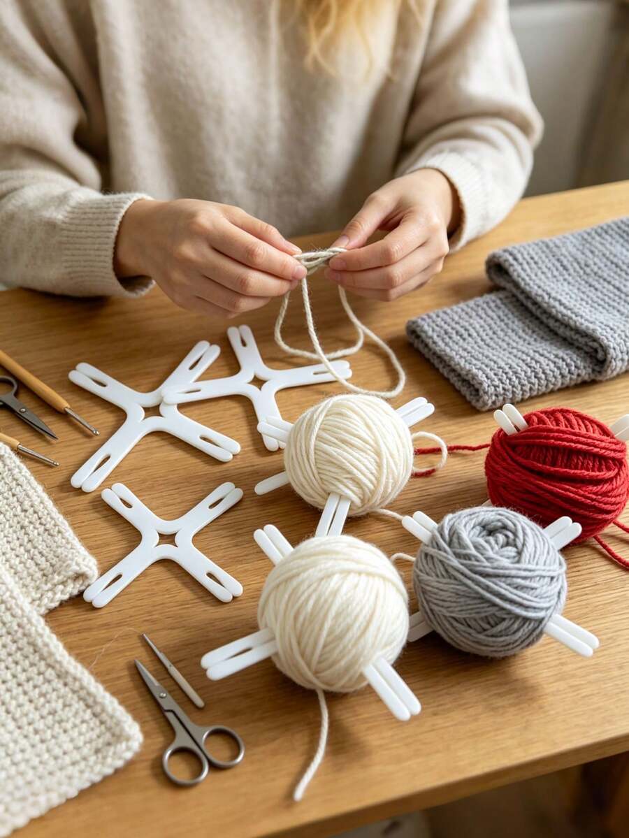 2/4/8pcs Cross-Shaped Yarn Spool, Plastic Yarn Winding Tool, Suitable For Knitting And Crochet, Prevents Yarn Tangling, DIY Craft Accessories, Can Make Pom Poms, Hand-Woven Ornaments, Home Craft Projects, Christmas Holiday Decoration Supplies, Suitable For Craft Enthusiasts - Multiple Styles - View 1