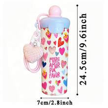 1PC 600ML Floral, Simple Butterfly, English Heart Pattern Stainless Steel Cup, Double-Use Coffee Cup, Portable Straw Cup, Lanyard Cup, Suitable For Office, School, Gift For Holidays/Birthdays, Coffee, Milk, Tea - Multicolor - View 11