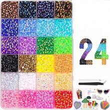 32,000pcs/40 Colors/6mm Flat Back Rhinestone Set, Multi-Color Handmade Gemstone Set With Pickup Pen And Tweezers, Suitable For DIY, Clothing, Shoes, Shiny Decorations, Colorful Mixed Palette - Multicolor - View 16