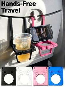 Tempat Gelas Multifungsi Pesawat, Dudukan Ponsel Perjalanan, Tempat Minuman Lipat untuk Baki Pesawat, Aksesori Perjalanan 2-in-1, Dapat Dilipat dan Disesuaikan, Kompatibel dengan Sebagian Besar Baki Kursi Pesawat, Untuk Perjalanan Udara, Perjalanan Jarak Jauh - Model C - View 3