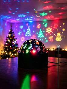 1pc Christmas Projection Light, Christmas Gift, USB Powered, Fashion Design, Soft Night Light, Color Changing, Perfect For Christmas, Bedroom Decor, Party, Birthday, Gift - Mood Projector Light - View 2